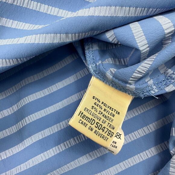 LL Bean Womens Button Down Shirt Blue Striped Tunic Long Sleeve Roll Tab Small - Picture 9 of 11